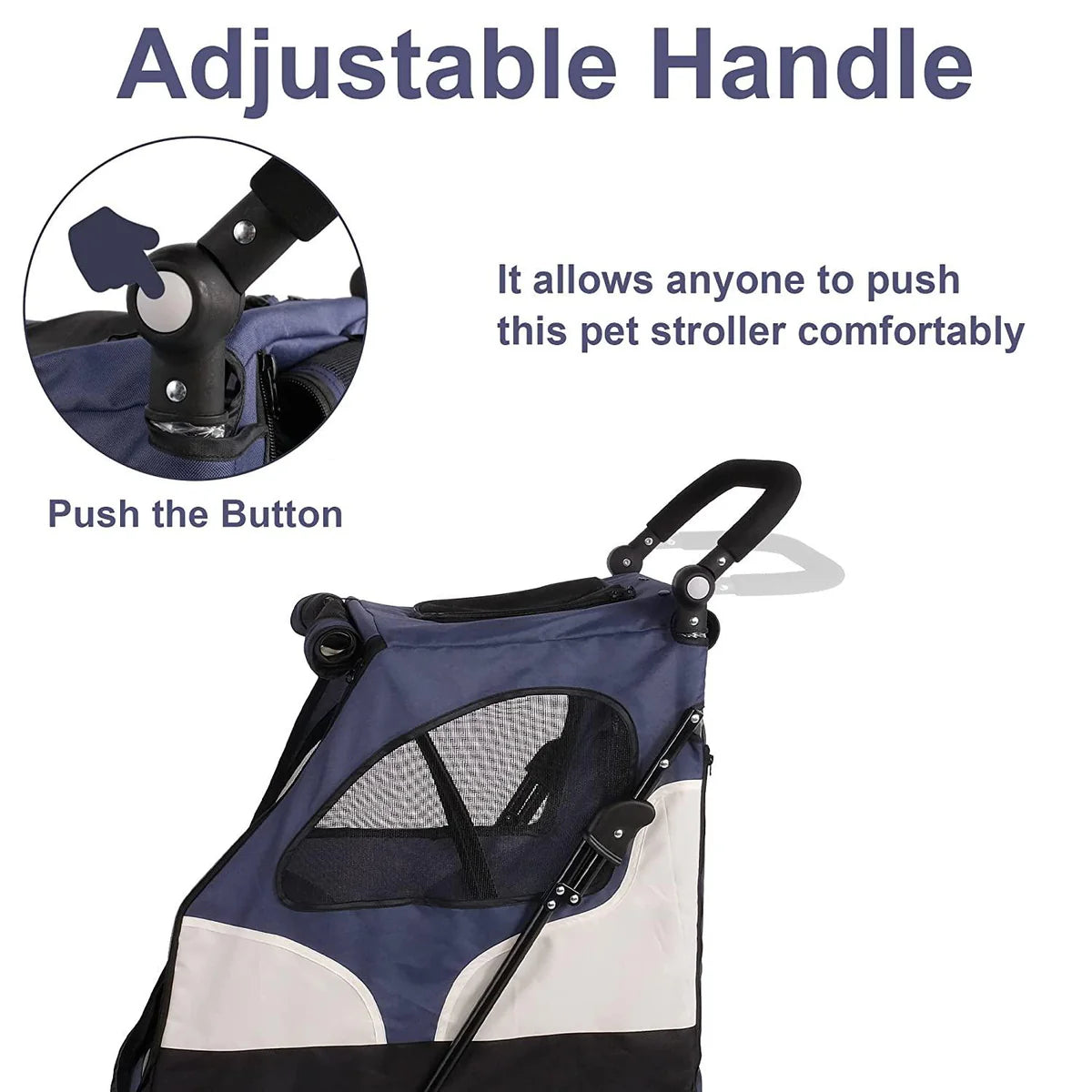 Foldable Travel Dog Stroller Pet Gear Stroller with Adjustable Handle & Mesh Window, Blue