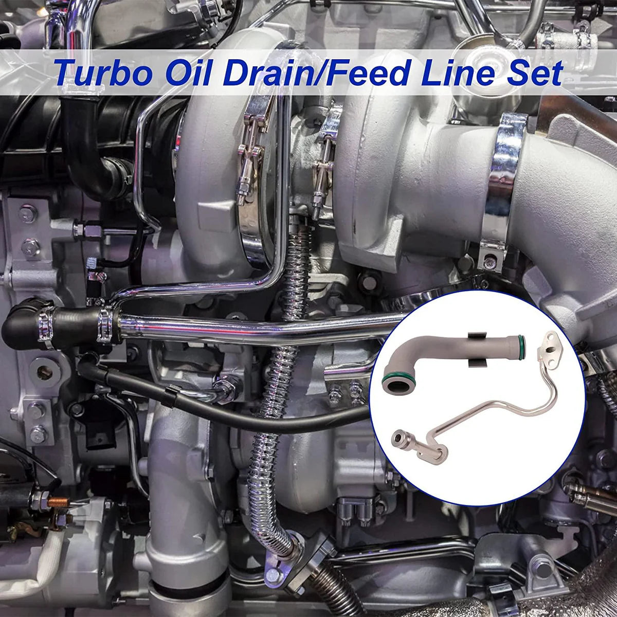 Turbo Oil Feed Line /Oil Return Line Kit for 2003-2010 Ford 6.0L Powerstroke Diesel F250 F350 F450 F550