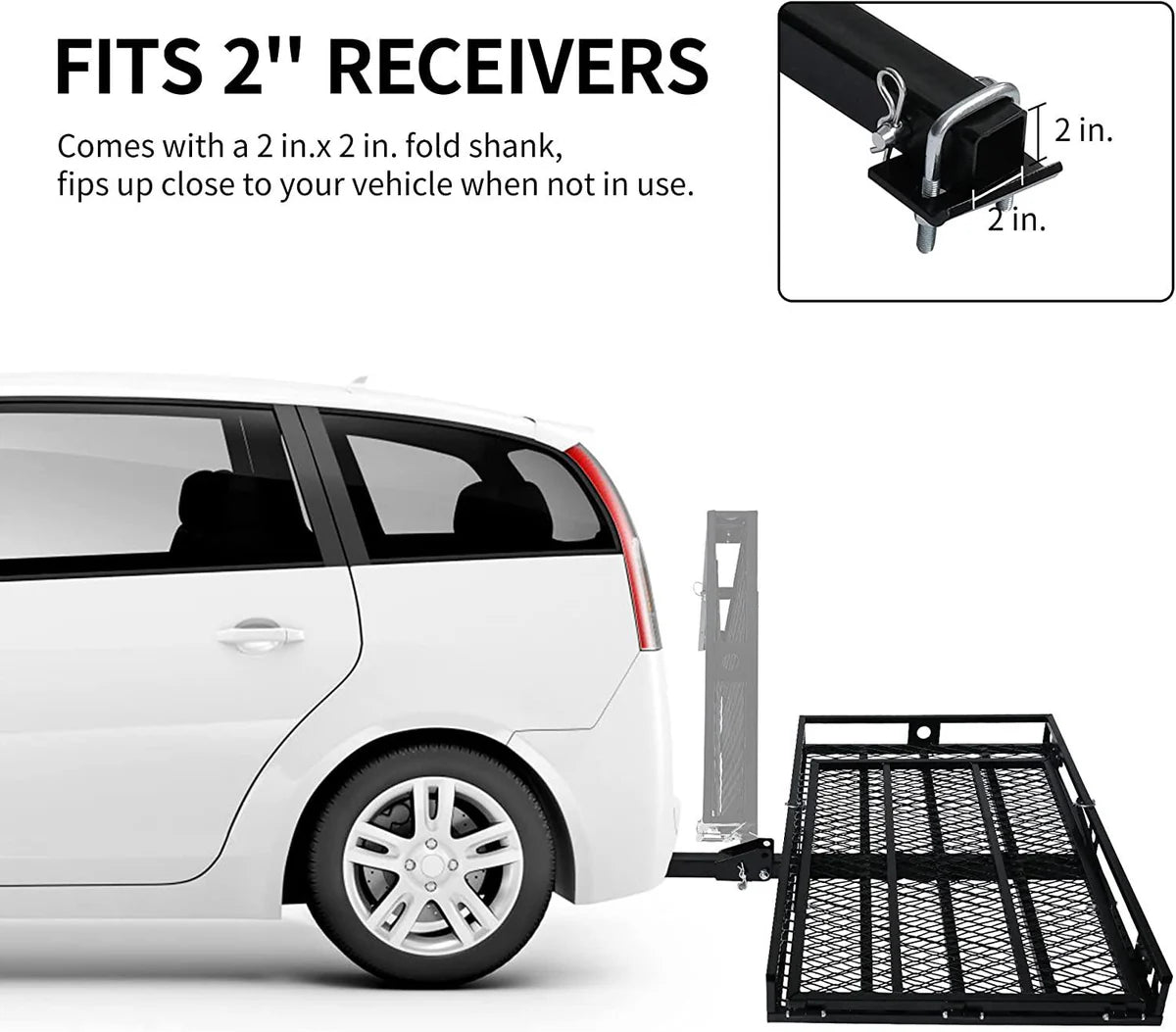 48.8" L x 27.8" W Trailer Hitch Cargo Carrier Utility Basket with 42" Folding Ramp, Fits 2-Inch Receiver