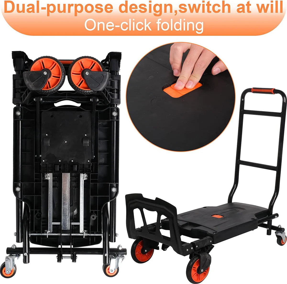 Folding Hand Truck Dolly Luggage Platform Cart with Bungee Cord