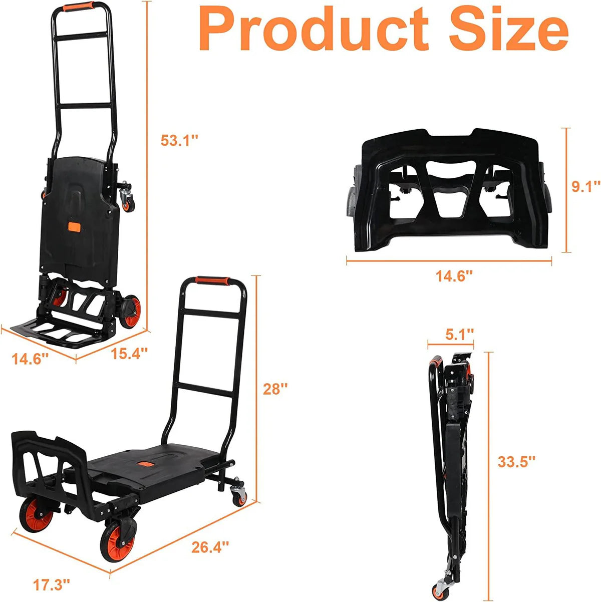 Folding Hand Truck Dolly Luggage Platform Cart with Bungee Cord