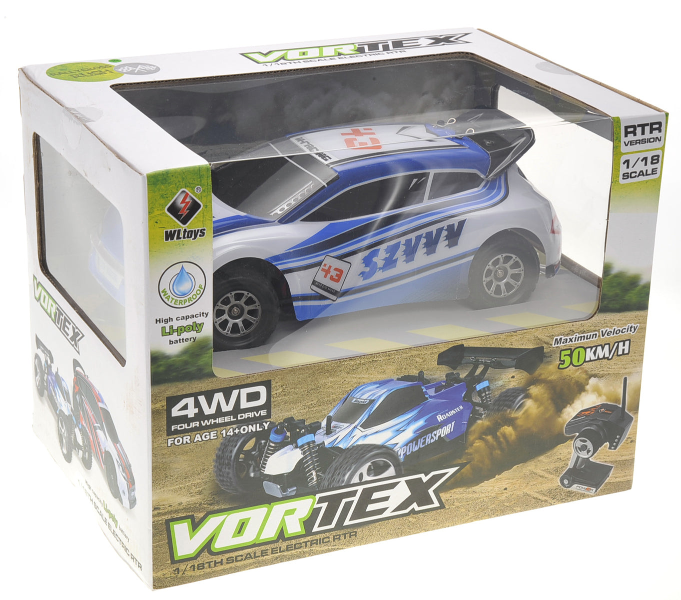 1:18 RC 2.4Gh 4WD Remote Control Rally Car (Blue)