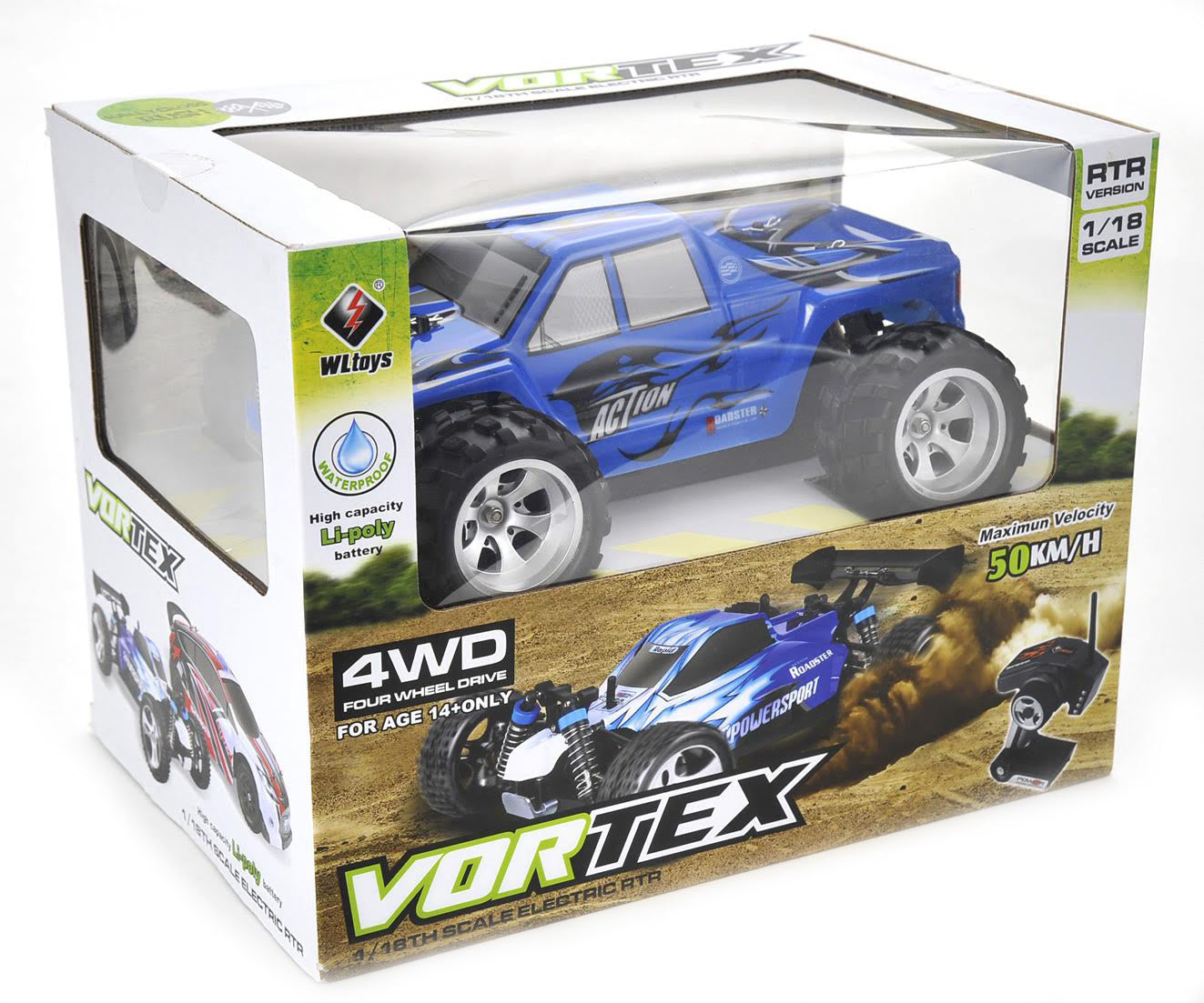 1:18 RC 2.4Gh 4WD Remote Control Off-Road Truck (Blue)