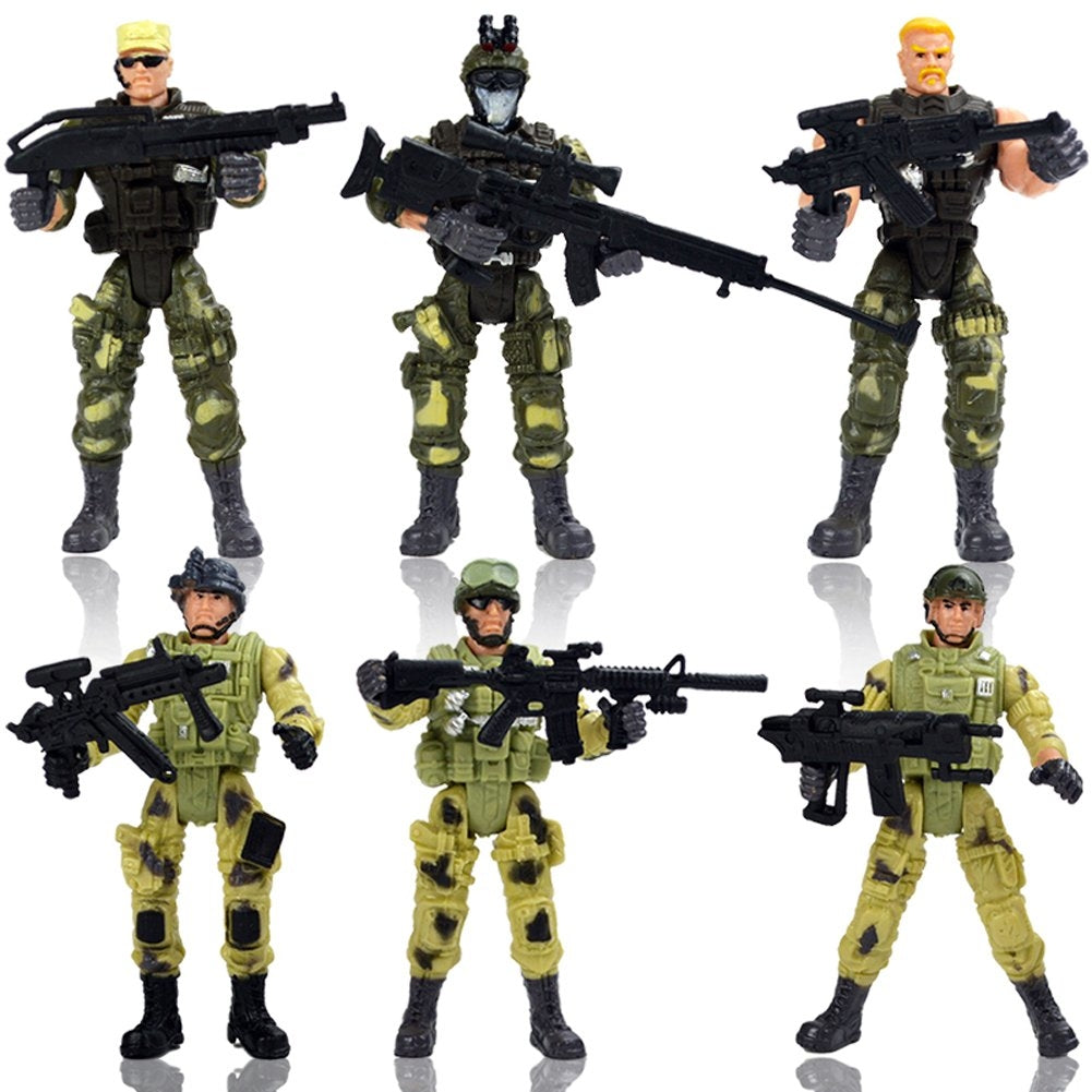 Special Force Army SWAT Soldiers Action Figures With Weapons And Accessories 4 Inches Tall, 6 Figures/Pack