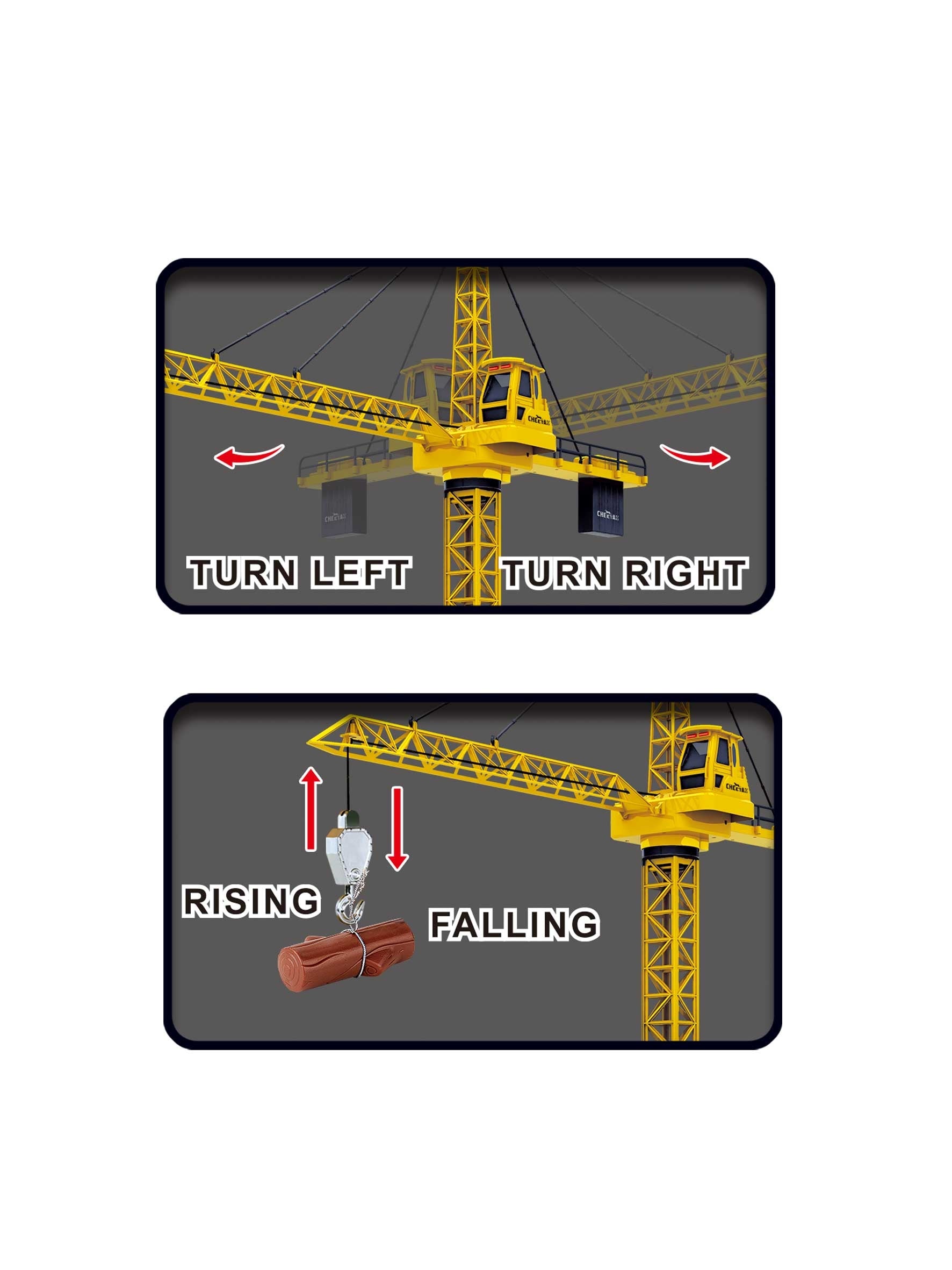 50" Wired RC Crawler Crane With Tower Light And Adjustable Height