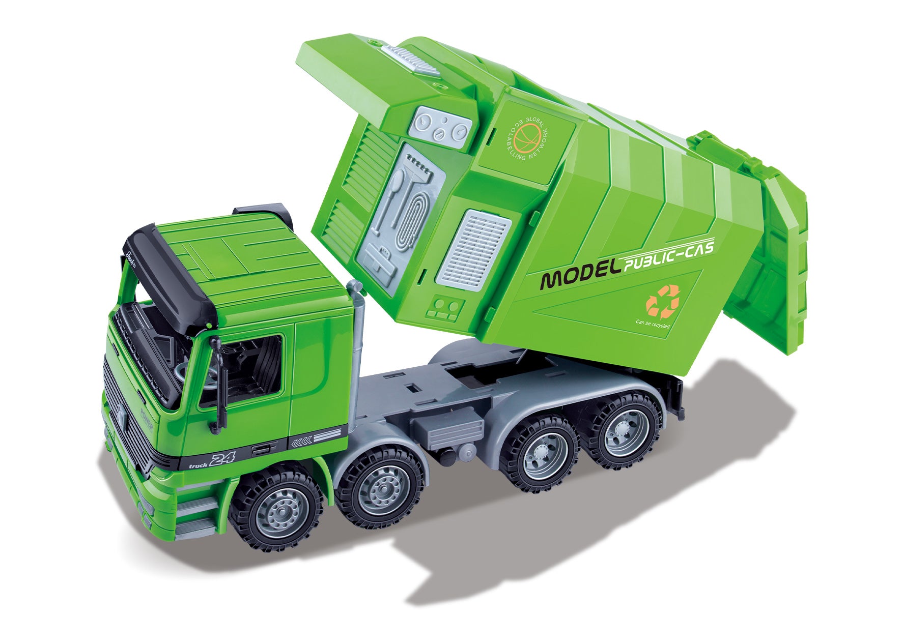 14" Friction Powered Recycling Garbage Truck