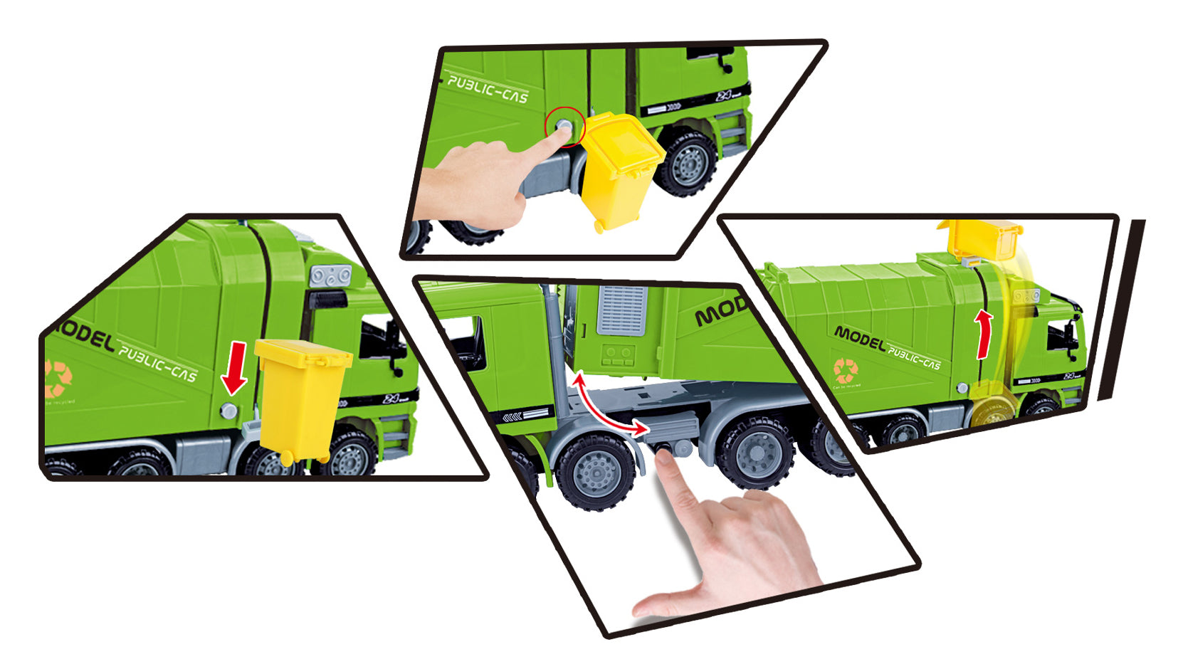 14" Friction Powered Recycling Garbage Truck