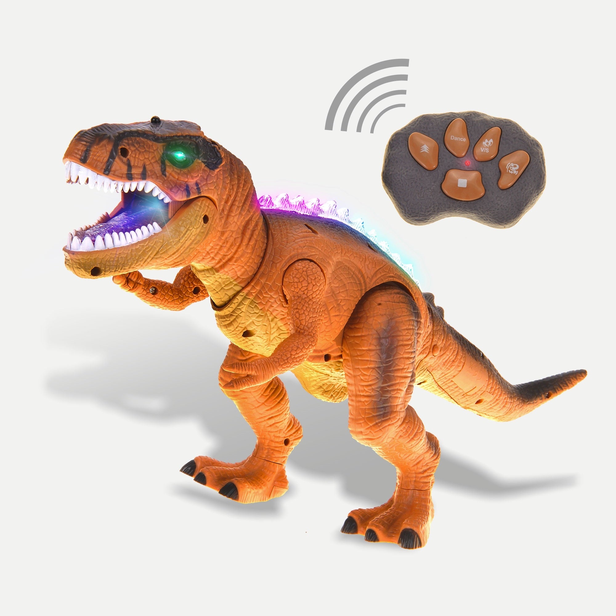 RC Dinosaur T-Rex Toys Light/Music/Mouth Movement Brown