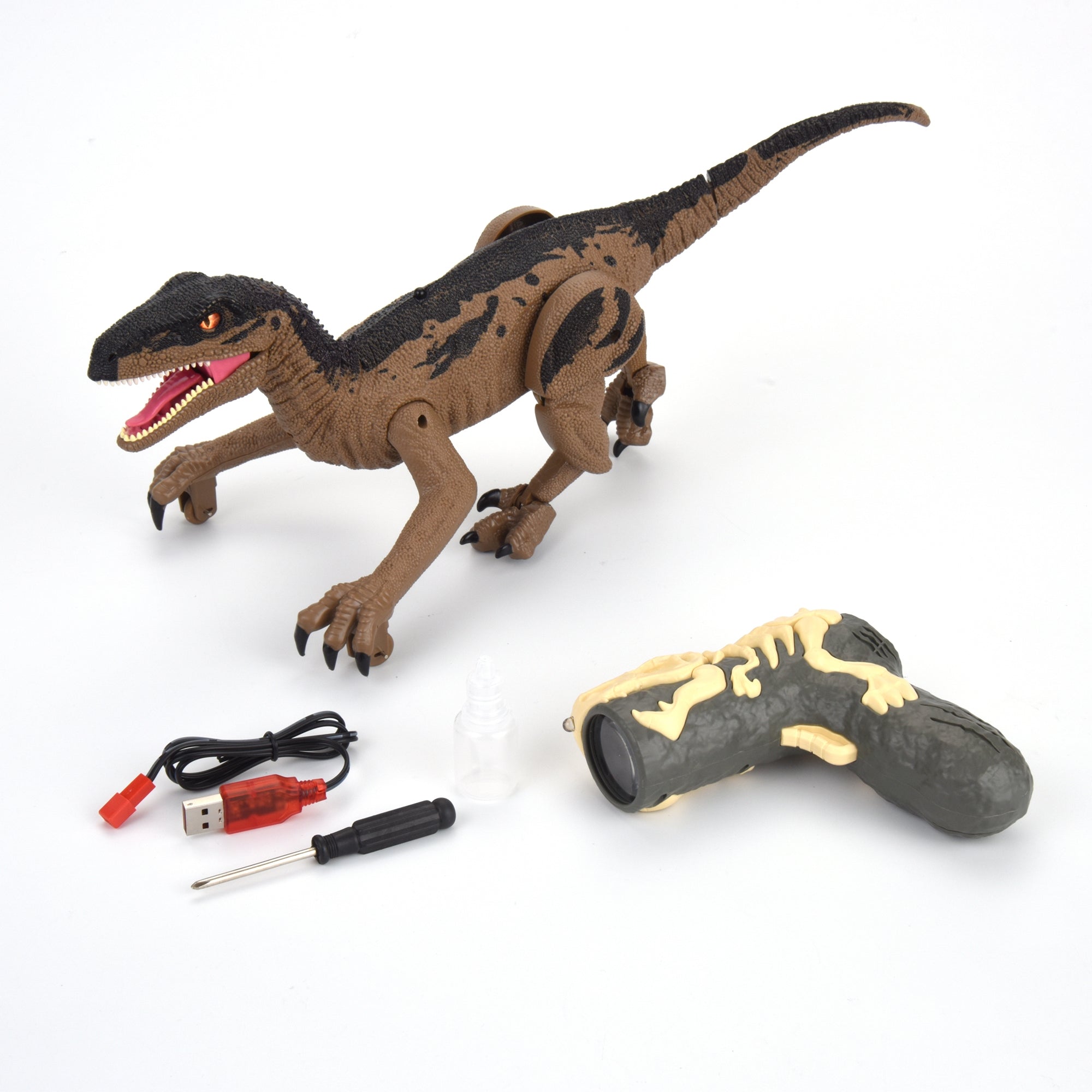 R/C Dino Velociraptor Walking Dinosaur w/Light & Sounds Yellow