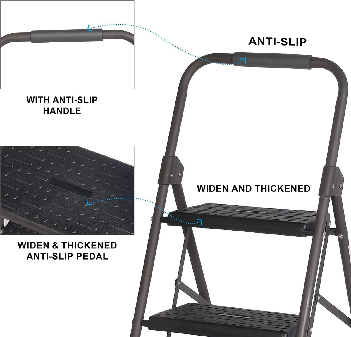 4-Step Folding Step Ladder with Wide Anti-Slip Pedal for Safety and Convenience