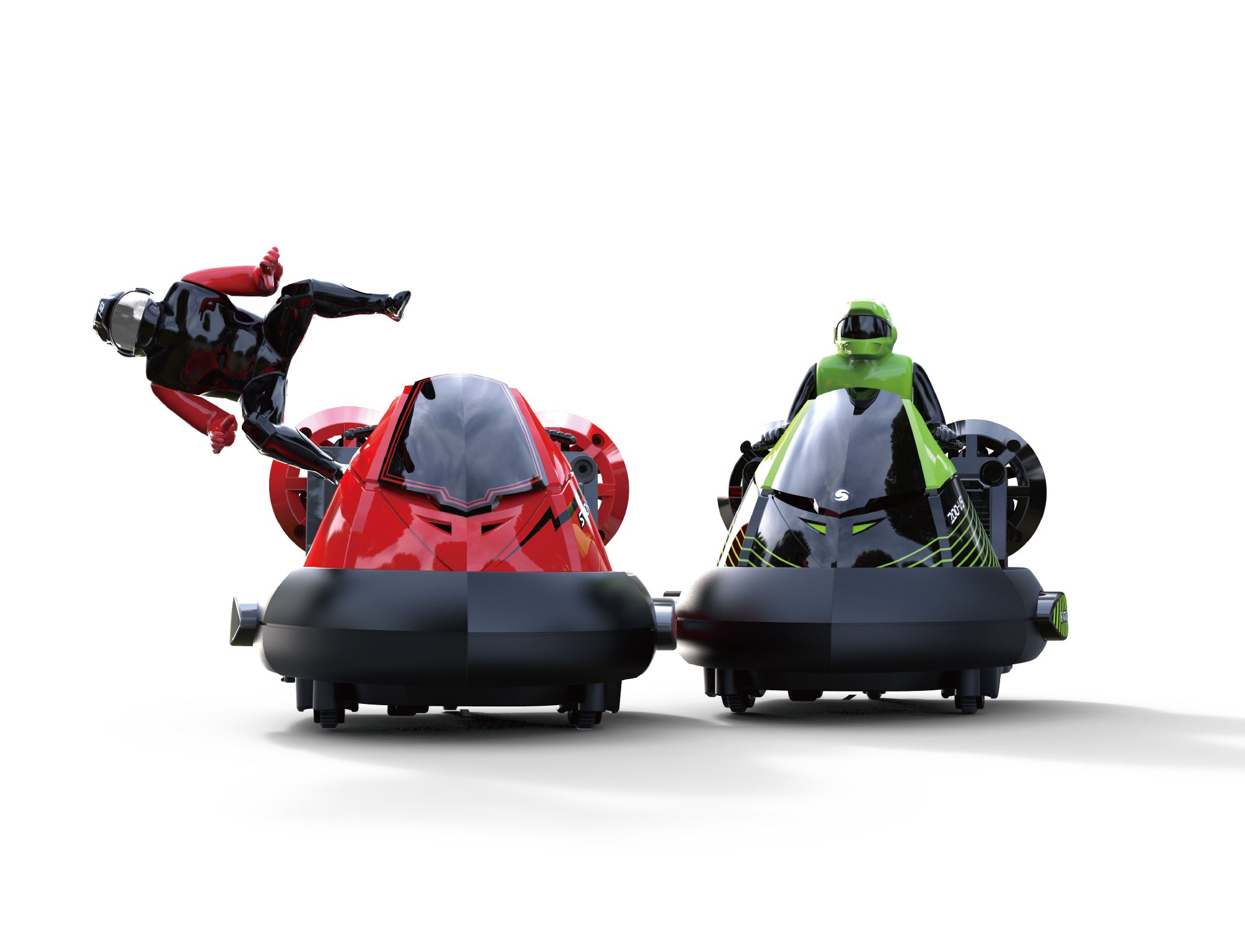 Set of 2 Stunt Remote Control RC Battle Bumper Cars With Drivers