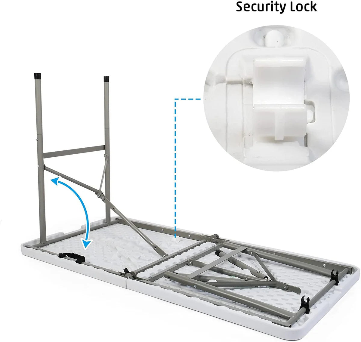 4FT Fold-in-Half Camping Table 48'' White Portable Folding Table w/Handle for Office, Picnic, Wedding