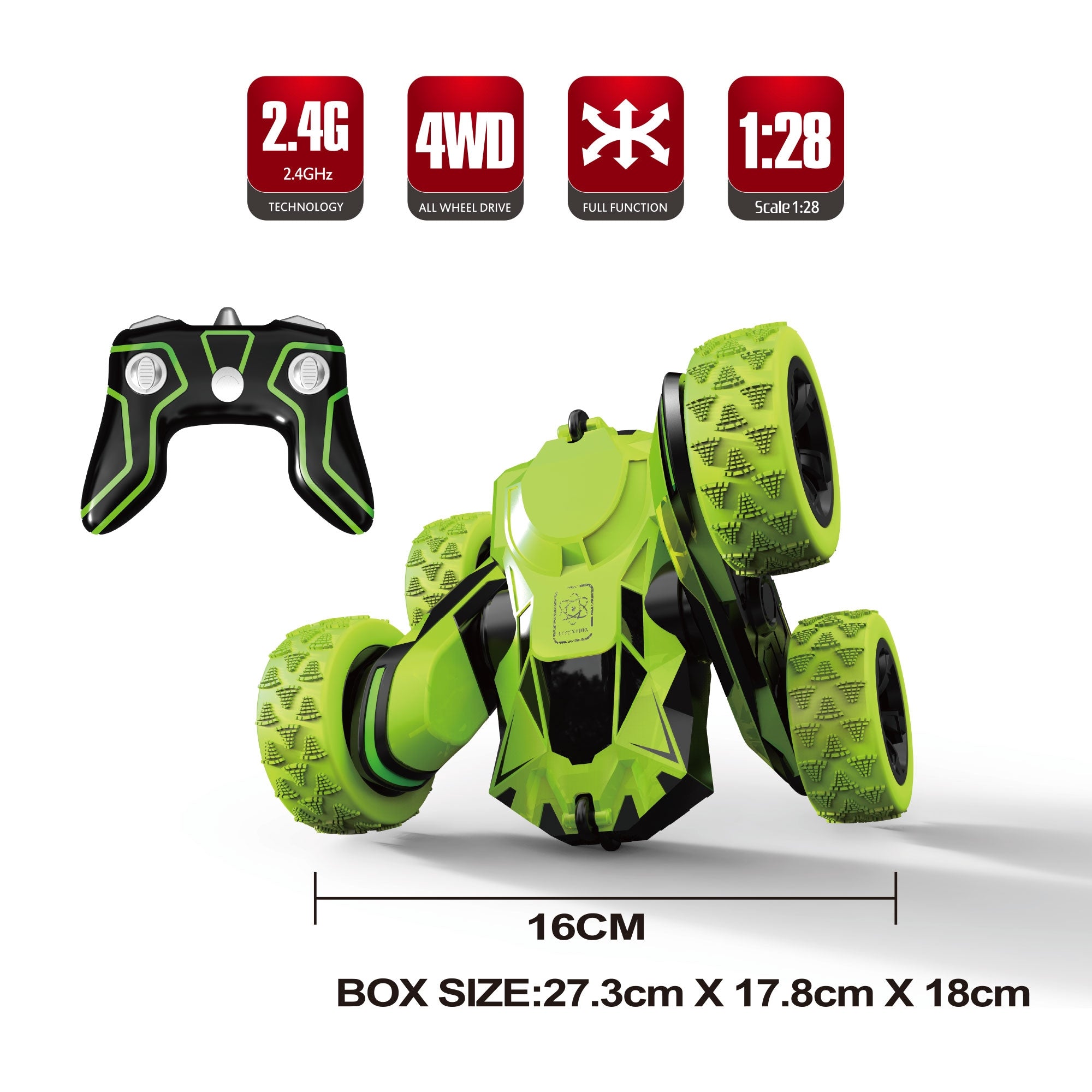 Remote Control Double Sided Stunt Car (Green)