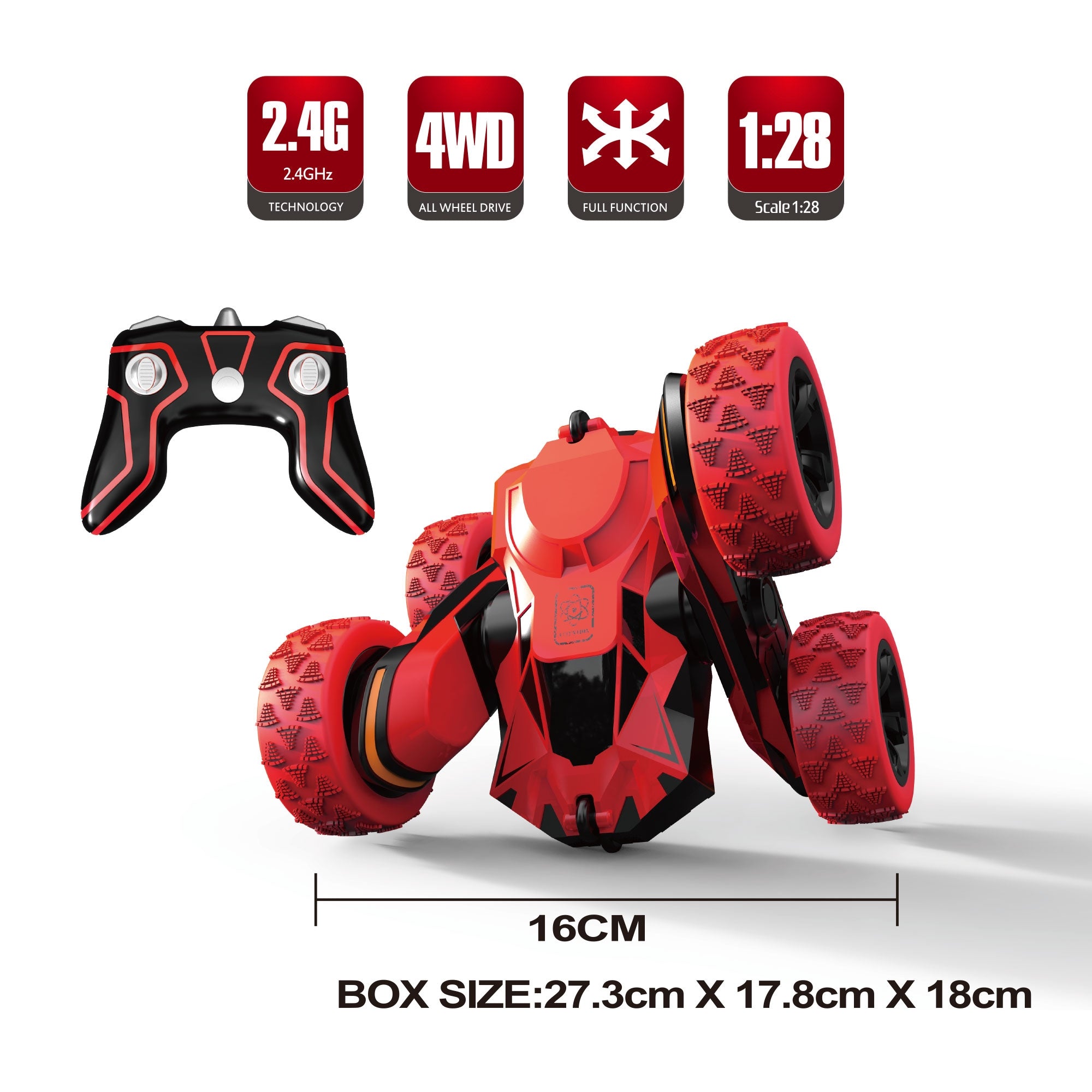 Remote Control Double Sided Stunt Car RED