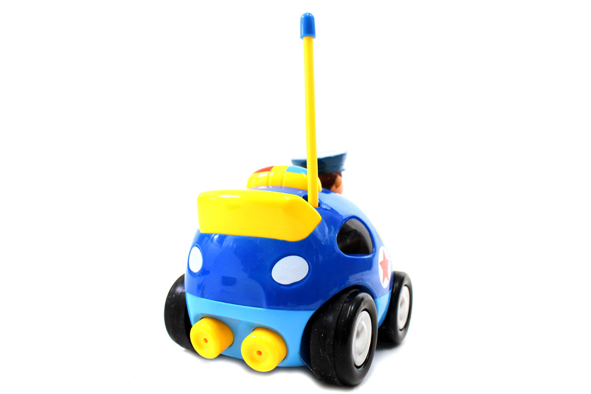 4" Cartoon RC Police Car Remote Control Toy for Toddlers (Blue)