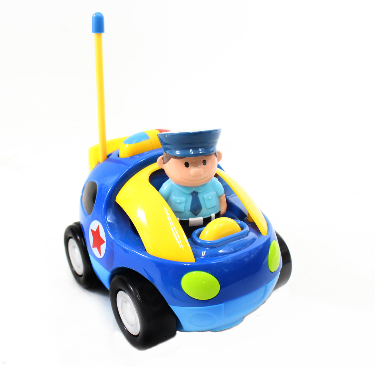 4" Cartoon RC Police Car Remote Control Toy for Toddlers (Blue)