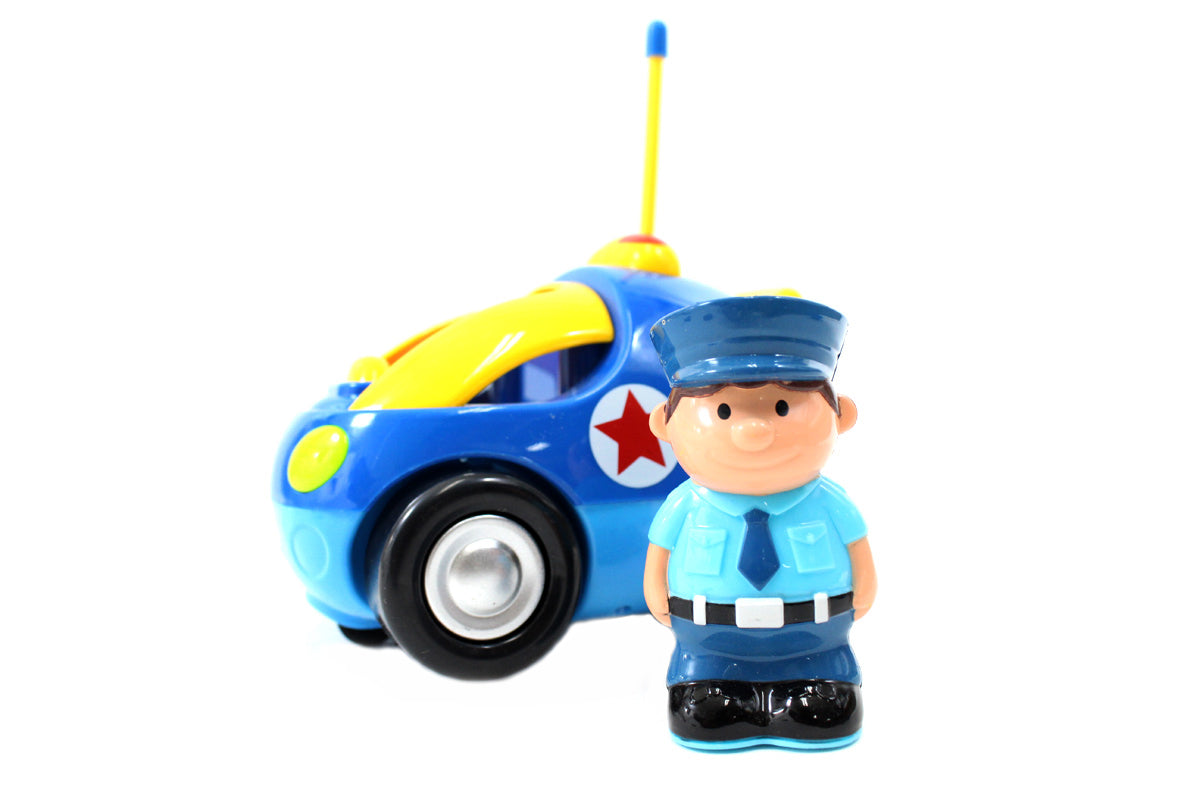 4" Cartoon RC Police Car Remote Control Toy for Toddlers (Blue)