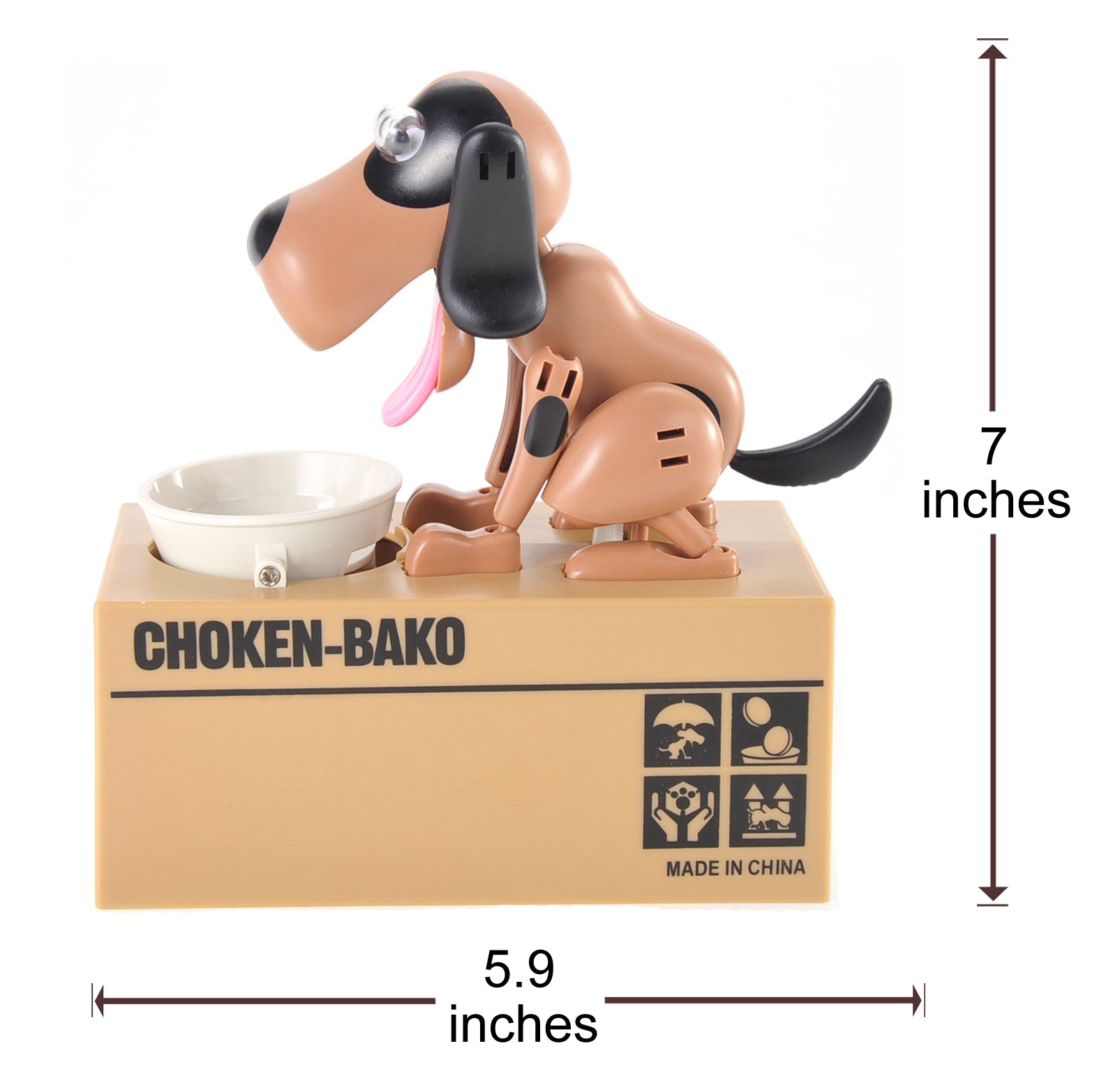 My Dog Piggy Bank - Robotic Coin Munching Toy Money Box (Black Brown)