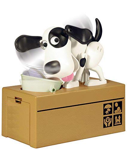 My Dog Piggy Bank - Robotic Coin Munching Toy Money Box (White With Black Spot)