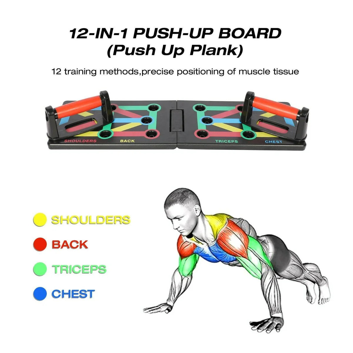 Portable 12-IN-1 Fold Push Up Rack Board Exercise Tool