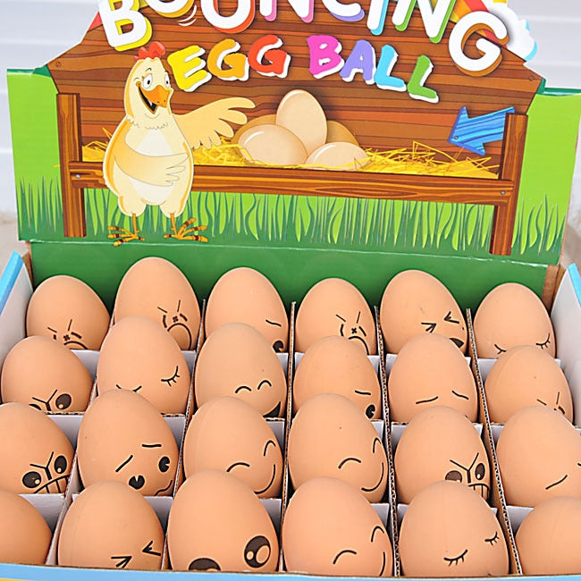 Rubber Bouncy Eggs With Funny Expressions (Pack Of 24 Eggs)