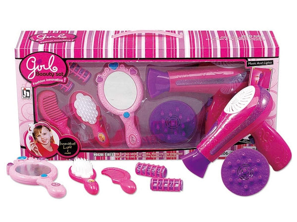 Beauty Salon Fashion Play Set With Hairdryer, Mirror, And Accessories