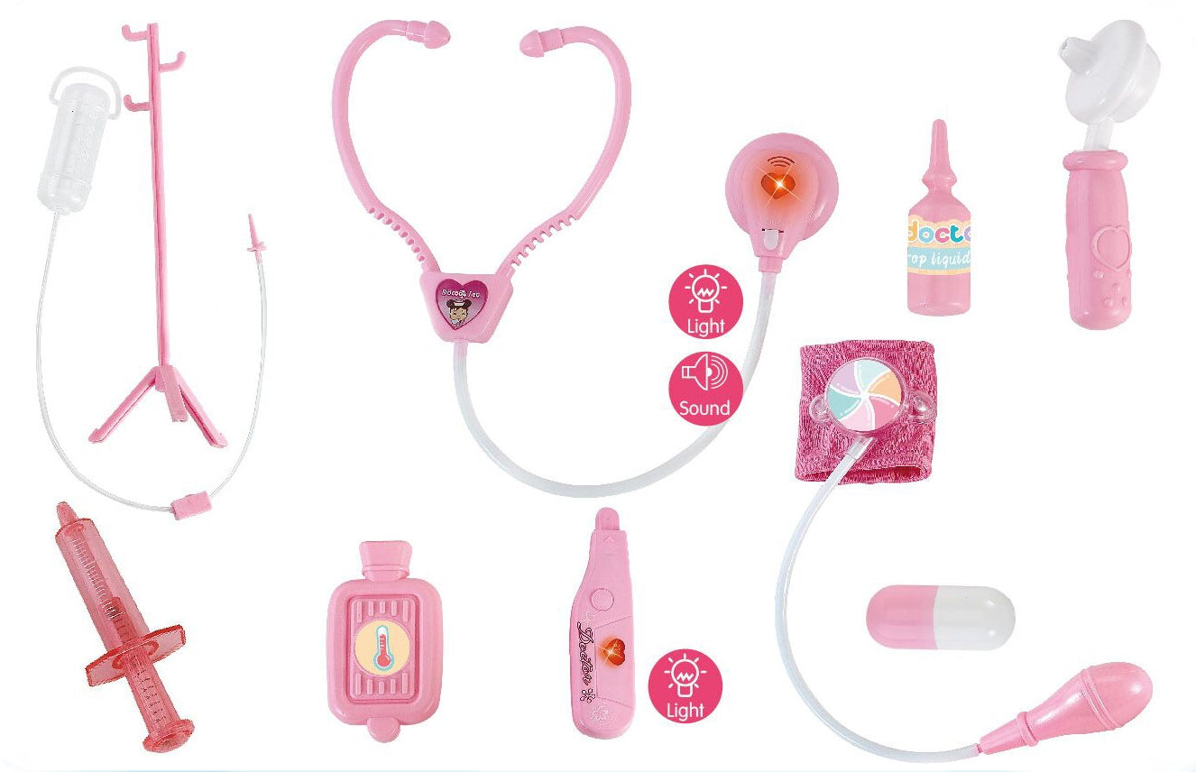 Doctor Nurse Medical Kit Playset For Kids (Pink)