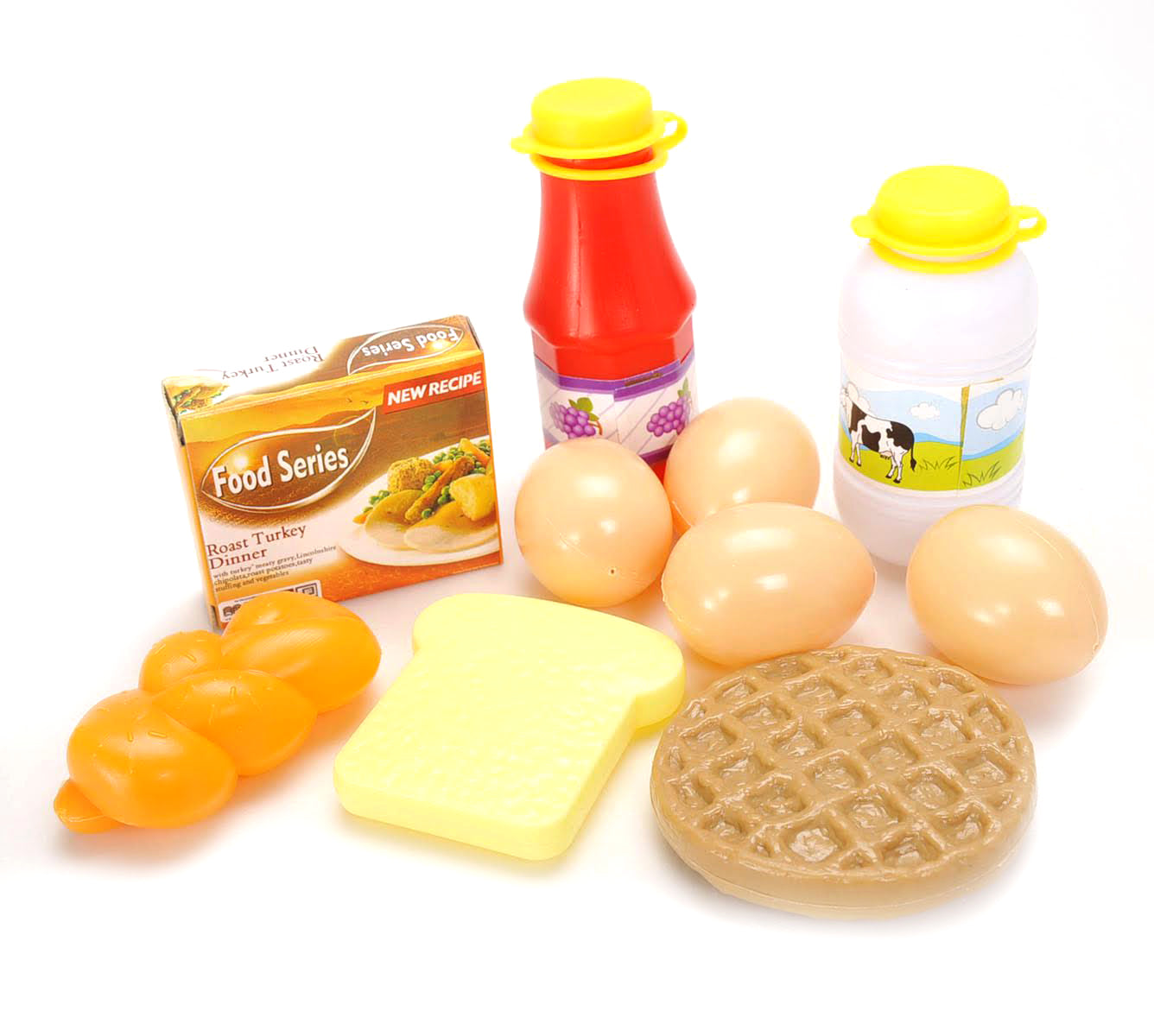 Pretend Breakfast & Lunch Play Food Set With Basket For Kids - 10 Piece Set