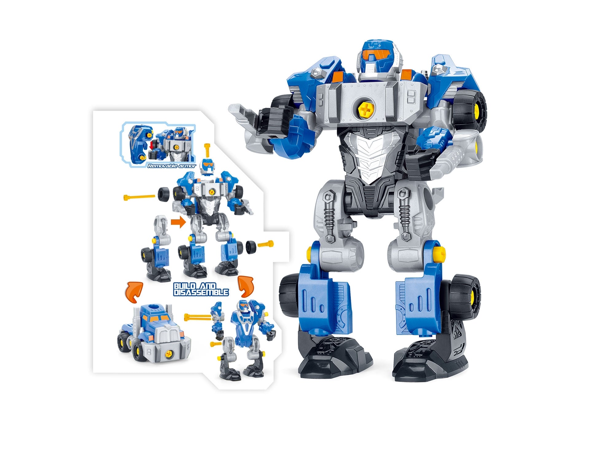 3-In-1 Take-A-Part Robot Toy Playset (Blue)