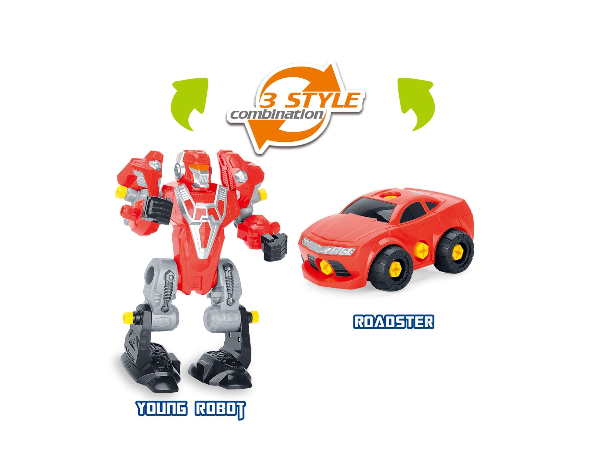 3-In-1 Take-A-Part Robot Toy Playset (Red)