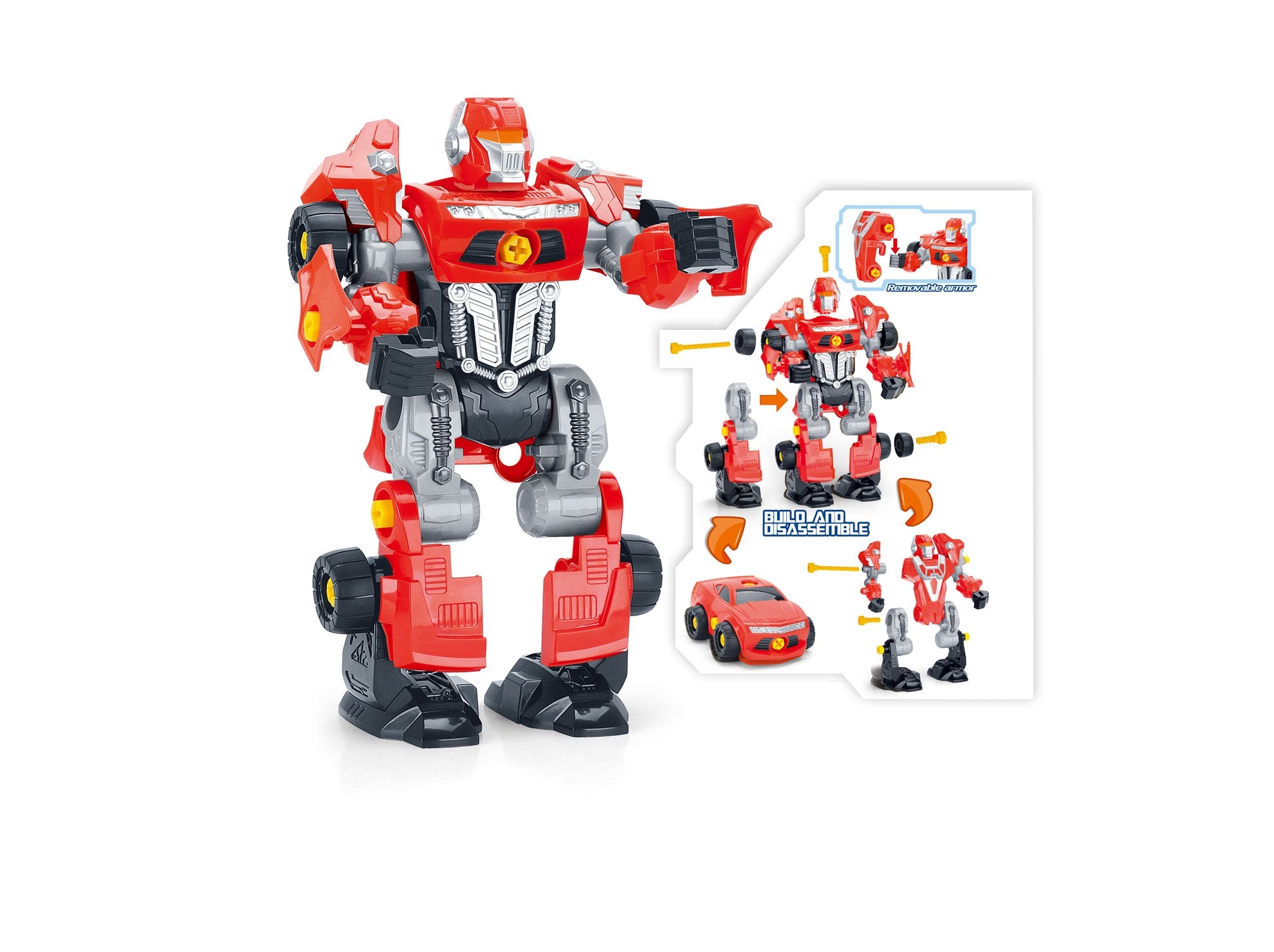 3-In-1 Take-A-Part Robot Toy Playset (Red)