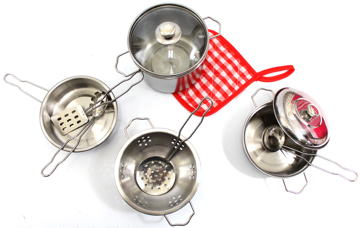 Metal Pots And Pans Kitchen Cookware Playset