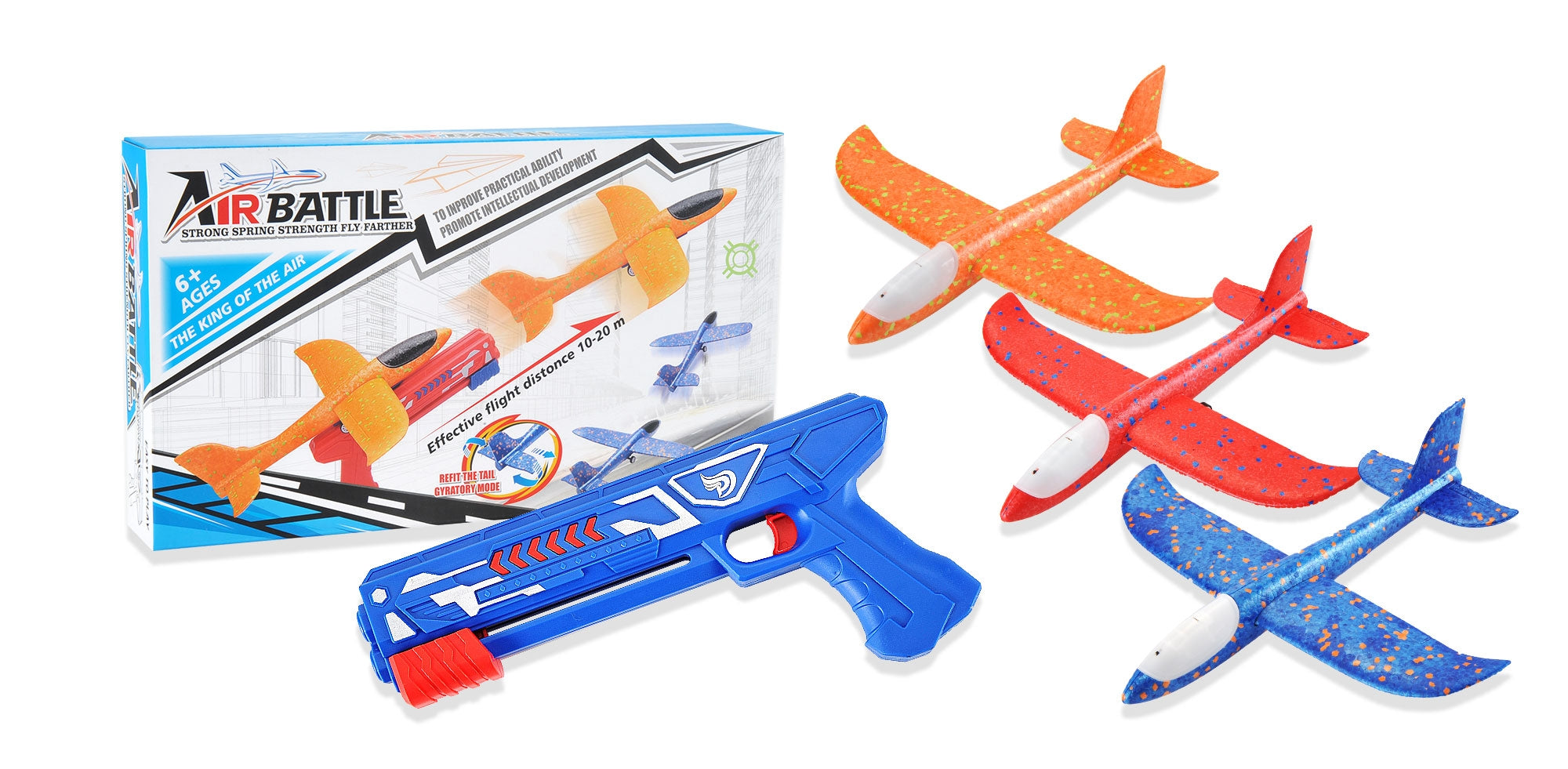 3 Pack Foam Airplane Launcher, 13.8" LED Foam Gliders