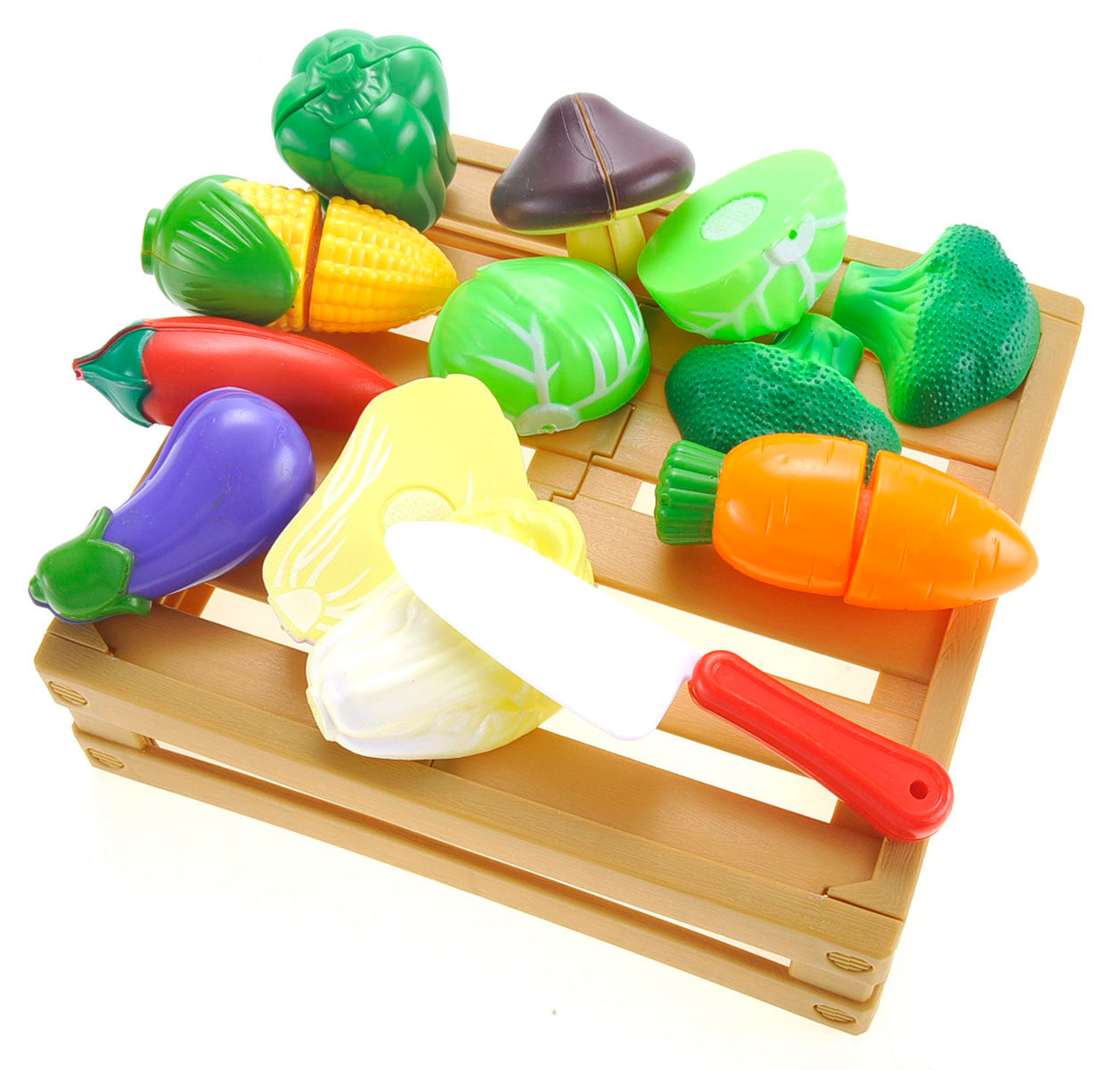 Kitchen Cutting Vegetables Crate Pretend Food Playset