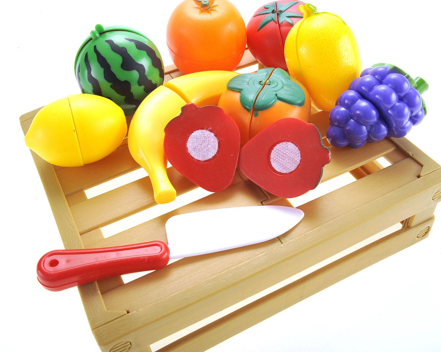 Kitchen Cutting Fruits Crate Pretend Food Playset