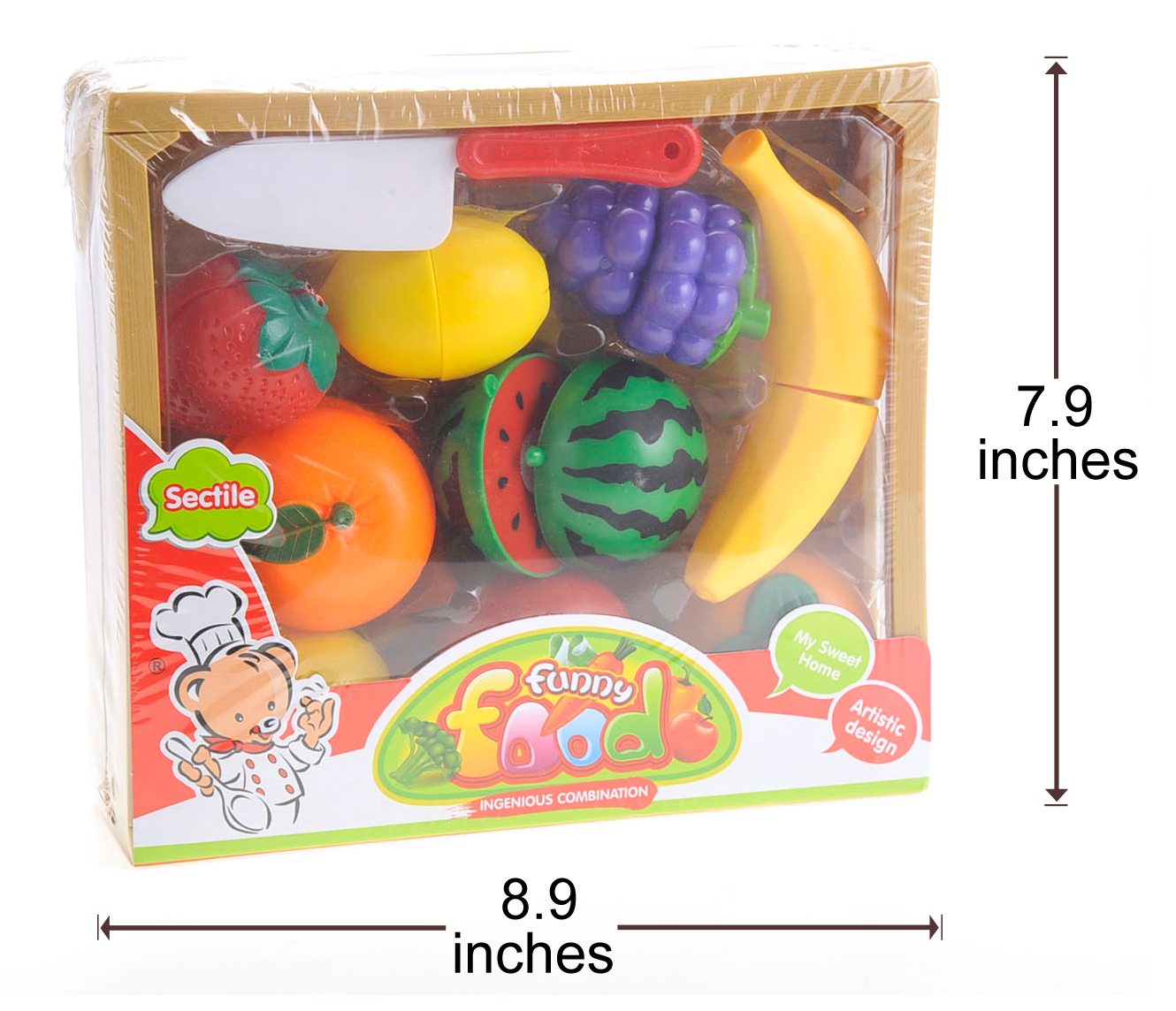 Kitchen Cutting Fruits Crate Pretend Food Playset