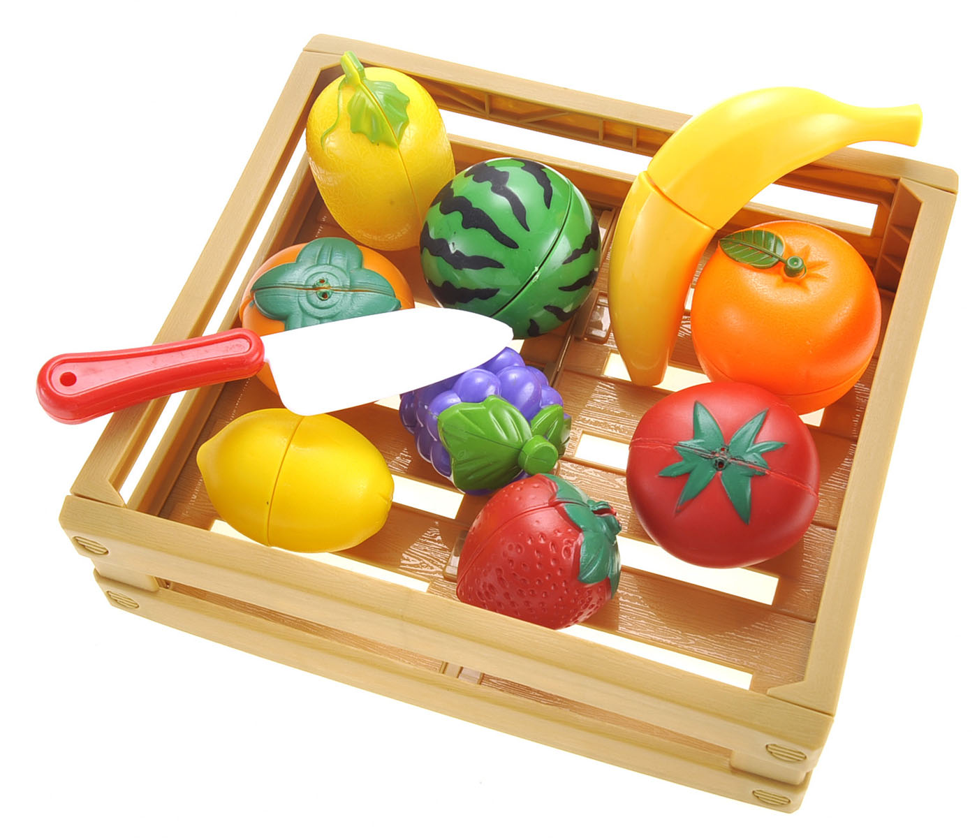 Kitchen Cutting Fruits Crate Pretend Food Playset