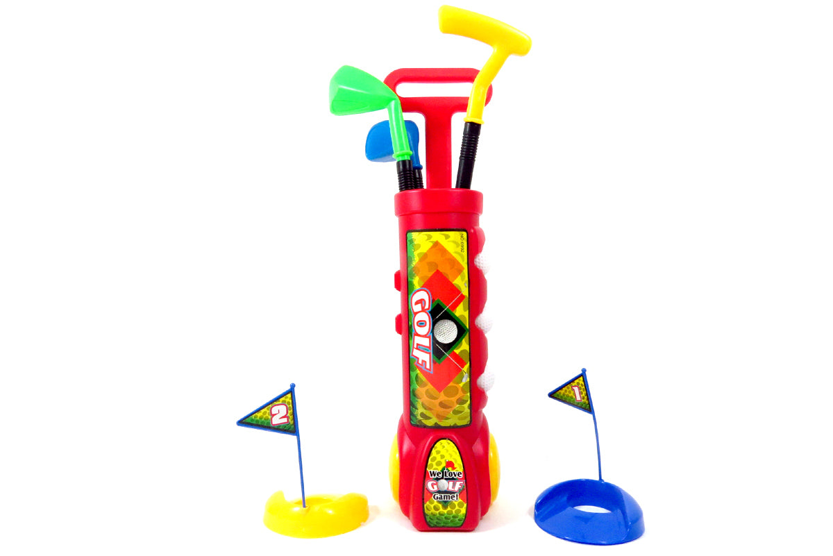 Deluxe Kid's Happy Golfer Toy Golf Set With 3 Golf Balls, 3 Types Of Clubs, & 2 Practice Holes