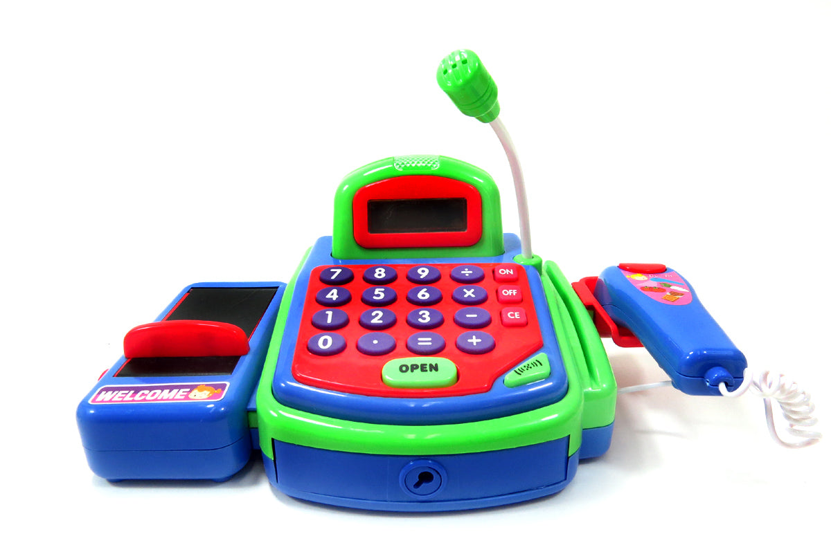 Pretend Play Electronic Cash Register Toy Realistic Actions & Sounds Green