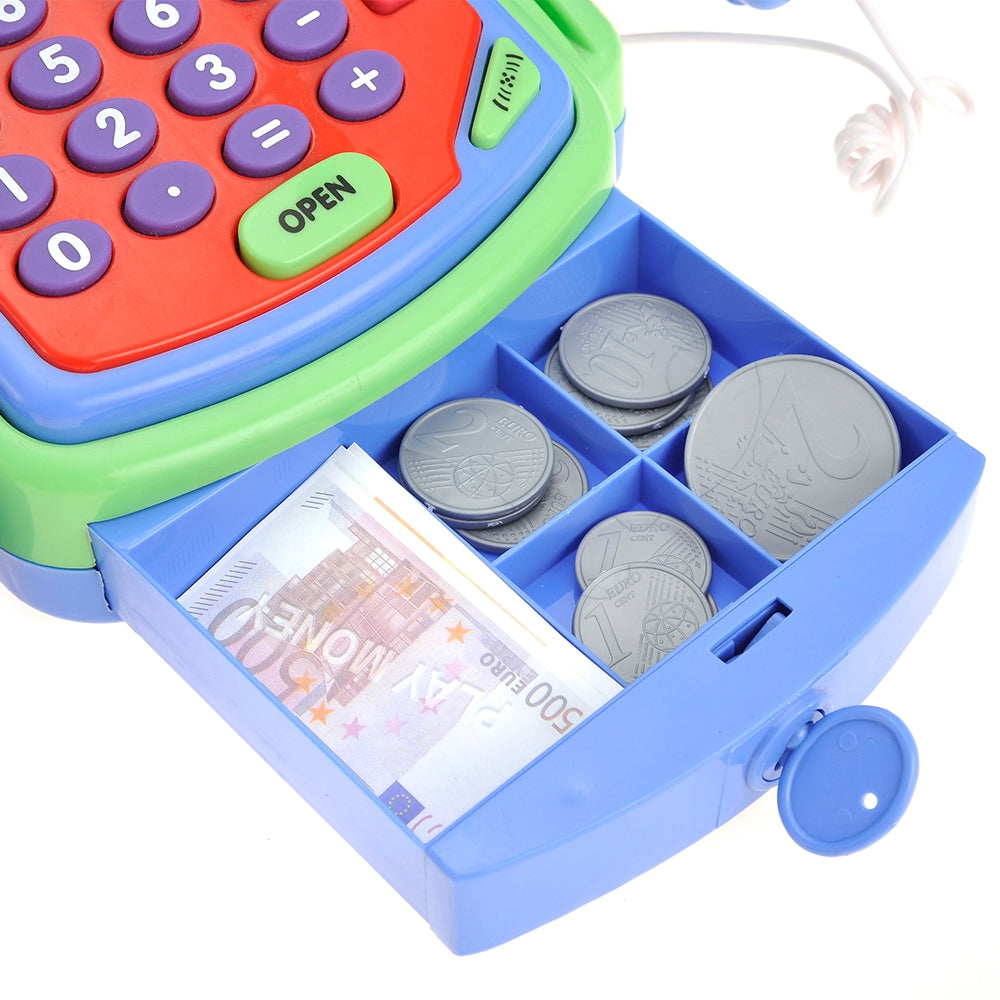 Pretend Play Electronic Cash Register Toy Realistic Actions & Sounds Green