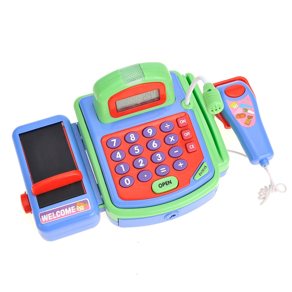 Pretend Play Electronic Cash Register Toy Realistic Actions & Sounds Green