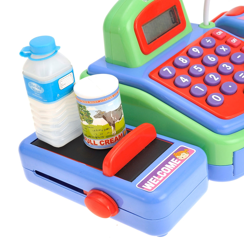 Pretend Play Electronic Cash Register Toy Realistic Actions & Sounds Green