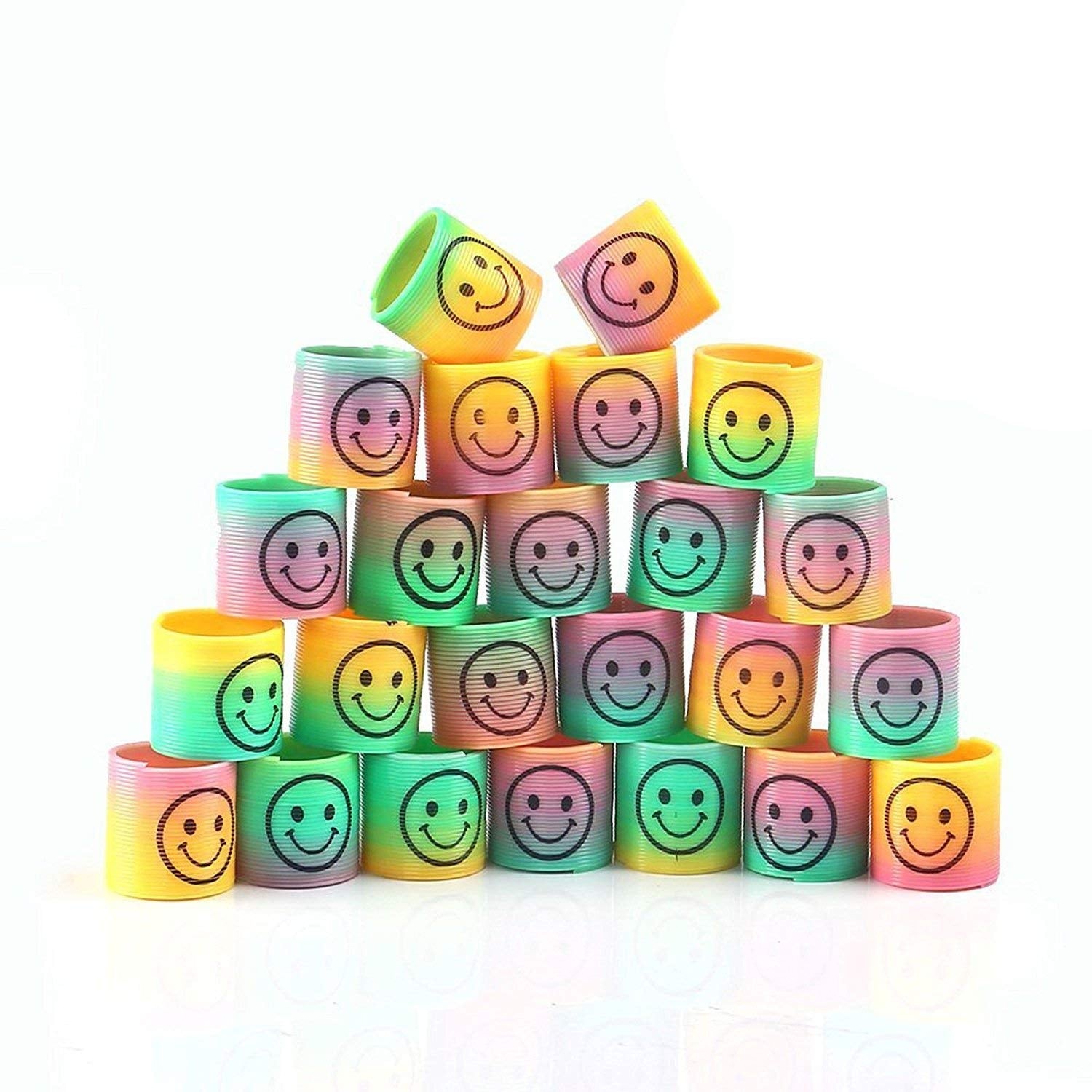 Bucket Of 72 Mini Rainbow Emoticon Springs