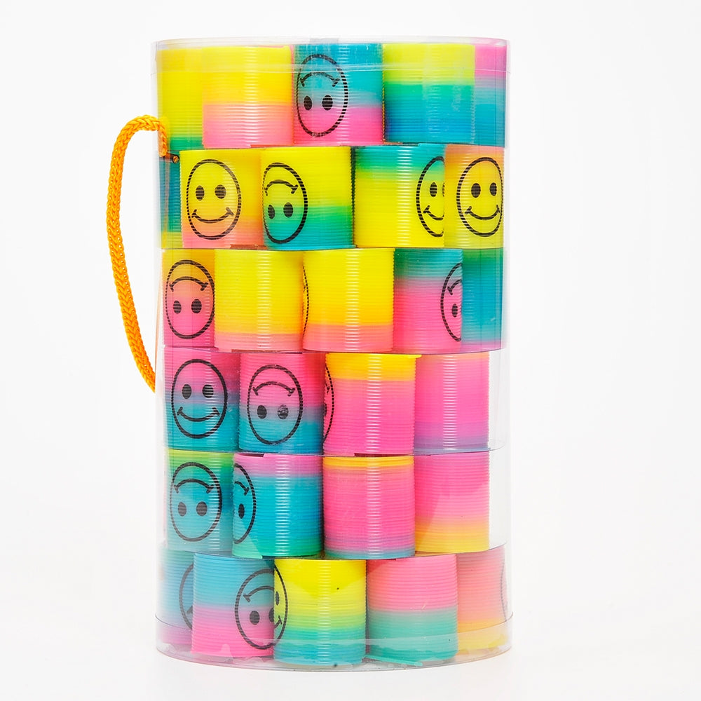 Bucket Of 72 Mini Rainbow Emoticon Springs