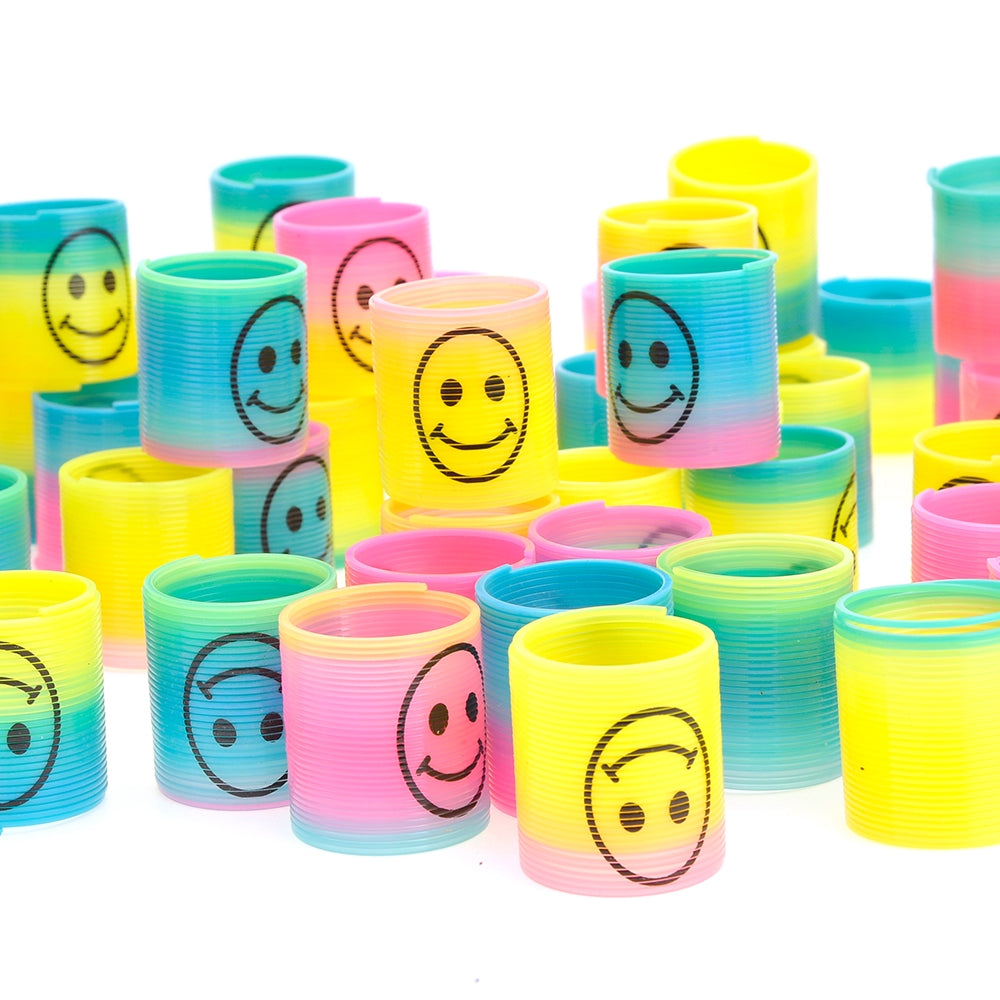 Bucket Of 72 Mini Rainbow Emoticon Springs