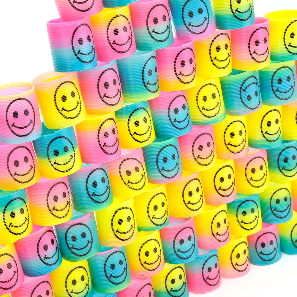 Bucket Of 72 Mini Rainbow Emoticon Springs