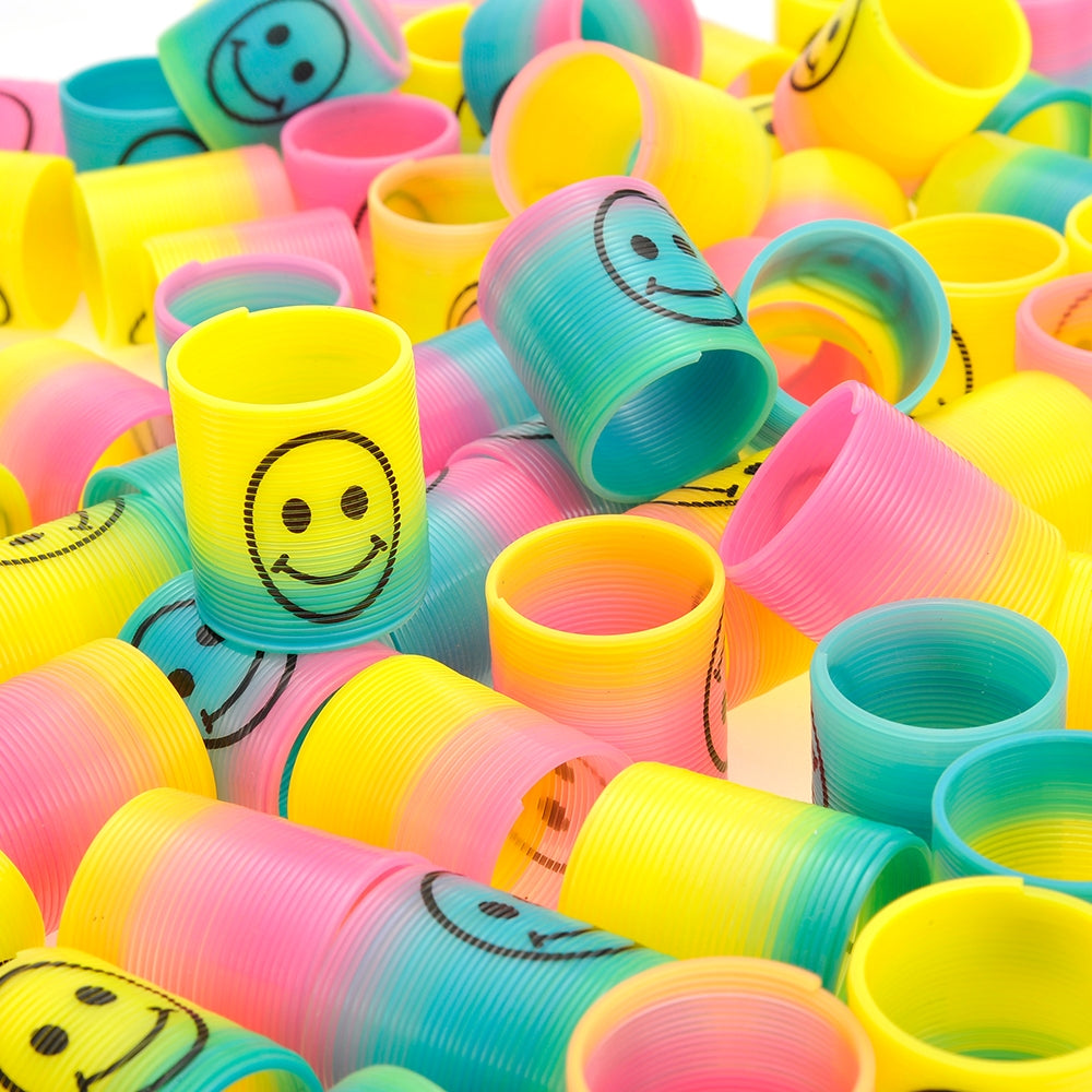 Bucket Of 72 Mini Rainbow Emoticon Springs