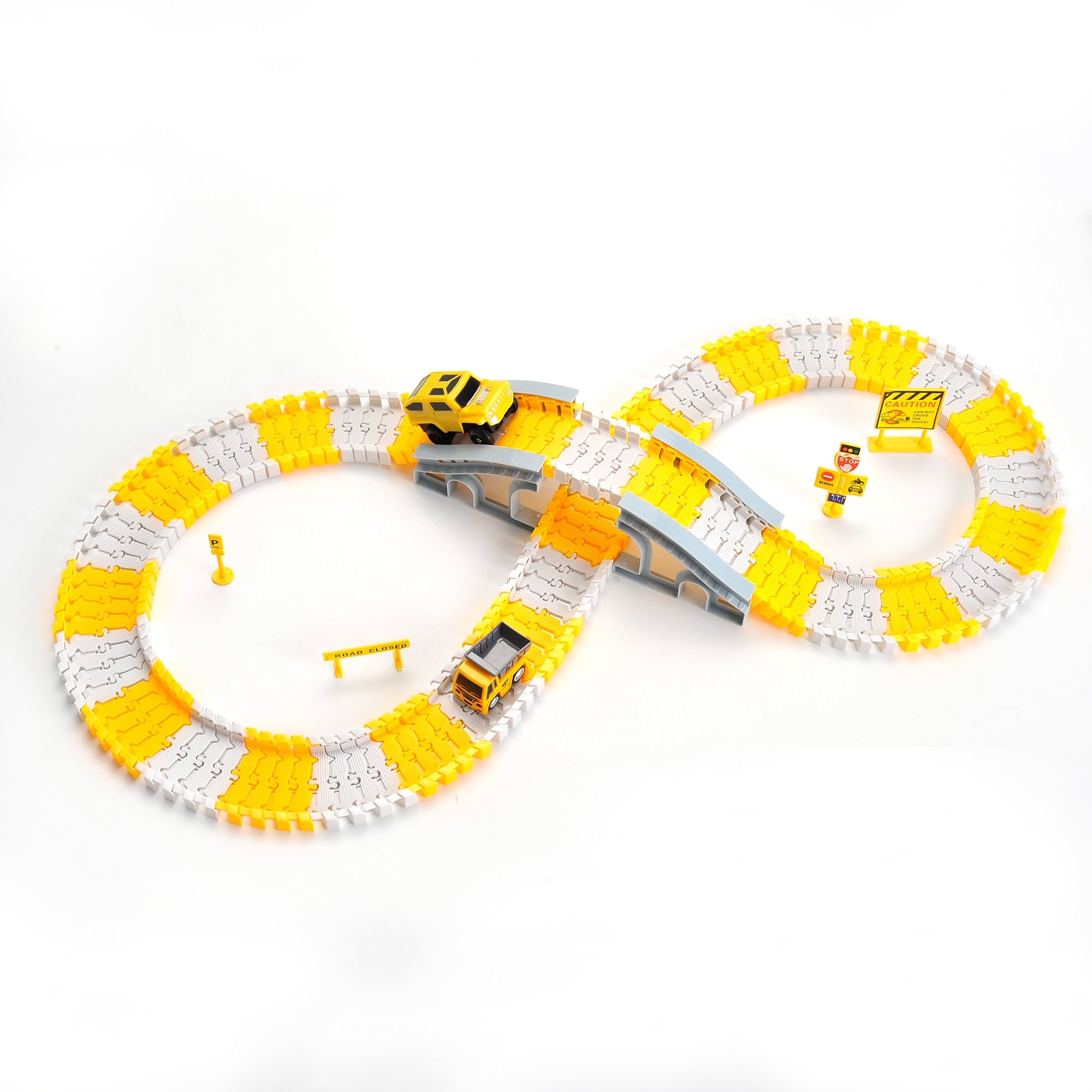 236 Pieces Construction Race Tracks W/6 Cars