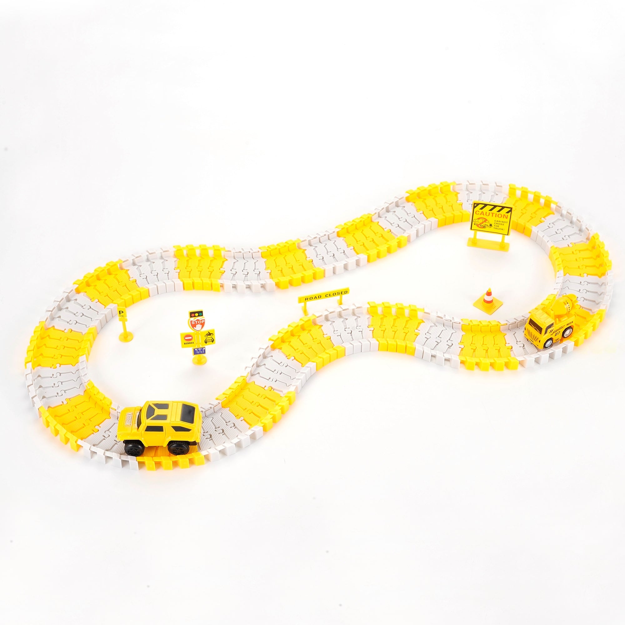 236 Pieces Construction Race Tracks W/6 Cars