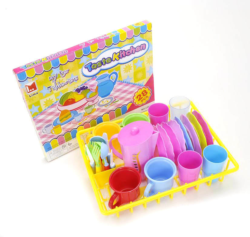 Play Dishes Kitchen Wash And Dry Tea Playset 27pcs